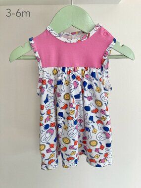 💙2/$25 Miffy 3-6 Months Baby Girl Rabbit Sleeveless Dress Summer Beach Kawaii